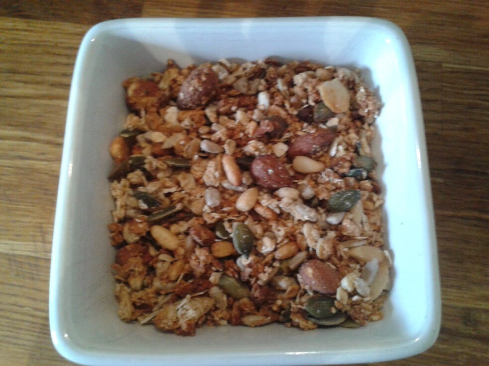 Granola con semillas de calabaza tostada